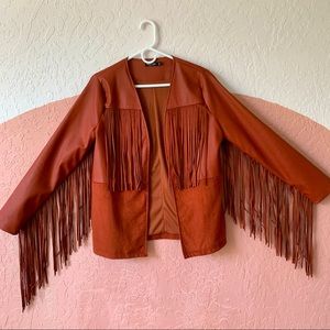 Nasty Gal Faux Leather Fringe Jacket